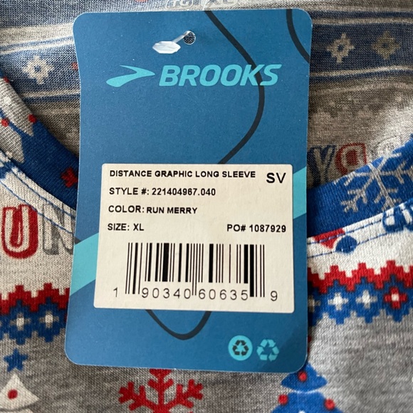 Brooks Holiday Running Long Sleeve Top XL New with Tags - Picture 3 of 4